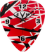 EVH Wall Clock Pick Shaped Clock with Red / White / Black Stripes