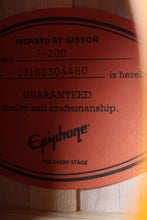 Load image into Gallery viewer, Epiphone J-200 Super Jumbo Acoustic Electric Guitar Aged Antique Natural Gloss