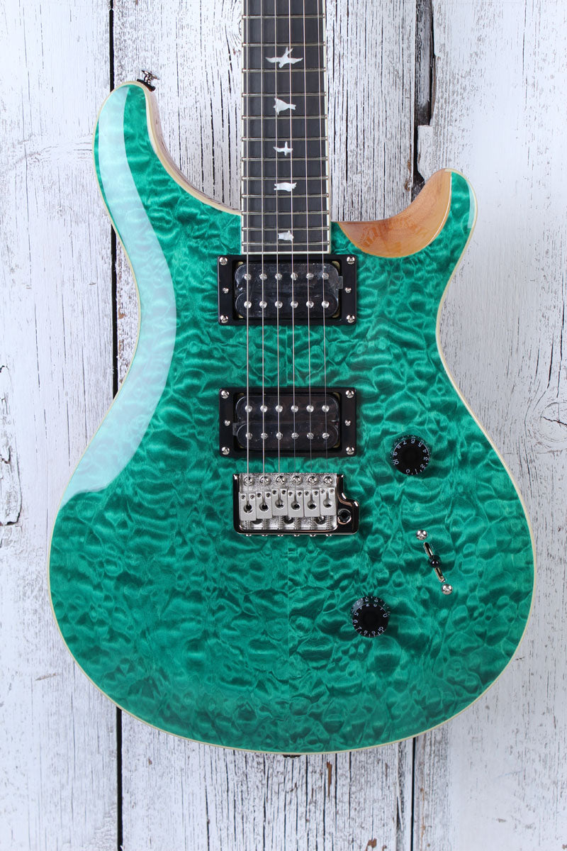 PRS SE Custom 24 Electric Guitar Quilt Maple Top Turquoise Finish with Gig  Bag