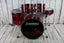 Ludwig Vintage 1970s Vistalite 5 Piece Drum Kit Red Vistalite Acrylic Drum Set