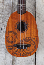 Load image into Gallery viewer, Luna UKE TATTOO Soprano Pineapple Ukulele Set w Pitch Pipe Chord Chart and Gig Bag
