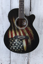Load image into Gallery viewer, Oscar Schmidt Concert Cutaway Acoustic Electric Guitar USA Flag Graphic