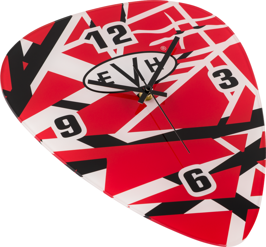 EVH Wall Clock Pick Shaped Clock with Red / White / Black Stripes