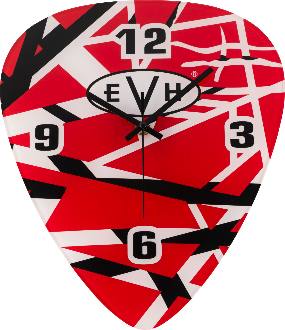 EVH Wall Clock Pick Shaped Clock with Red / White / Black Stripes