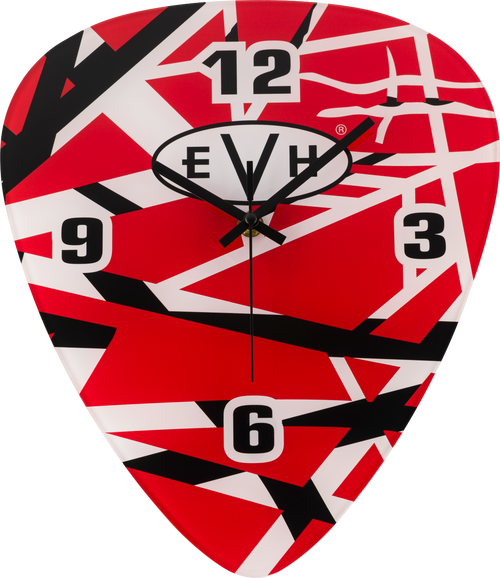 EVH Wall Clock Pick Shaped Clock with Red / White / Black Stripes