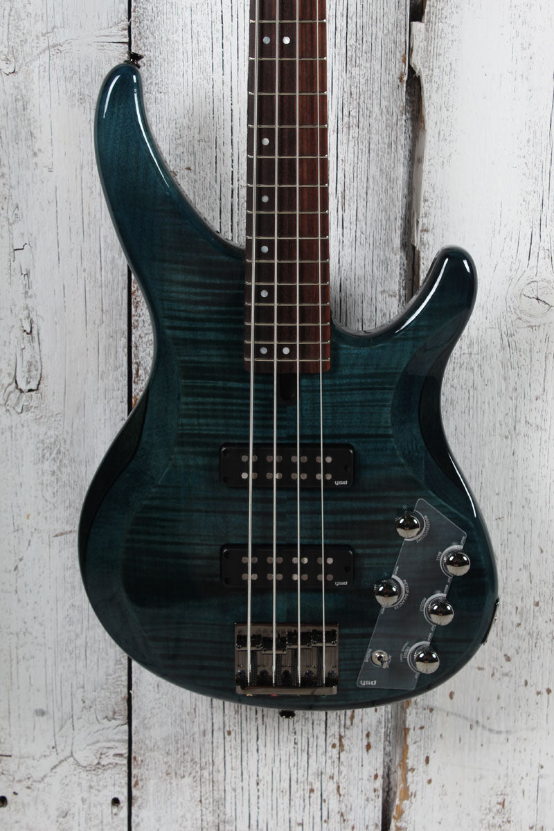 Yamaha TRBX604FM 4 String Electric Bass Guitar Flame Maple Top Indigo Blue