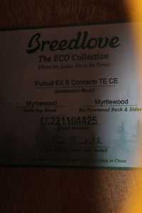 Breedlove Pursuit Exotic S Concerto Tigers Eye CE Acoustic Electric Guitar