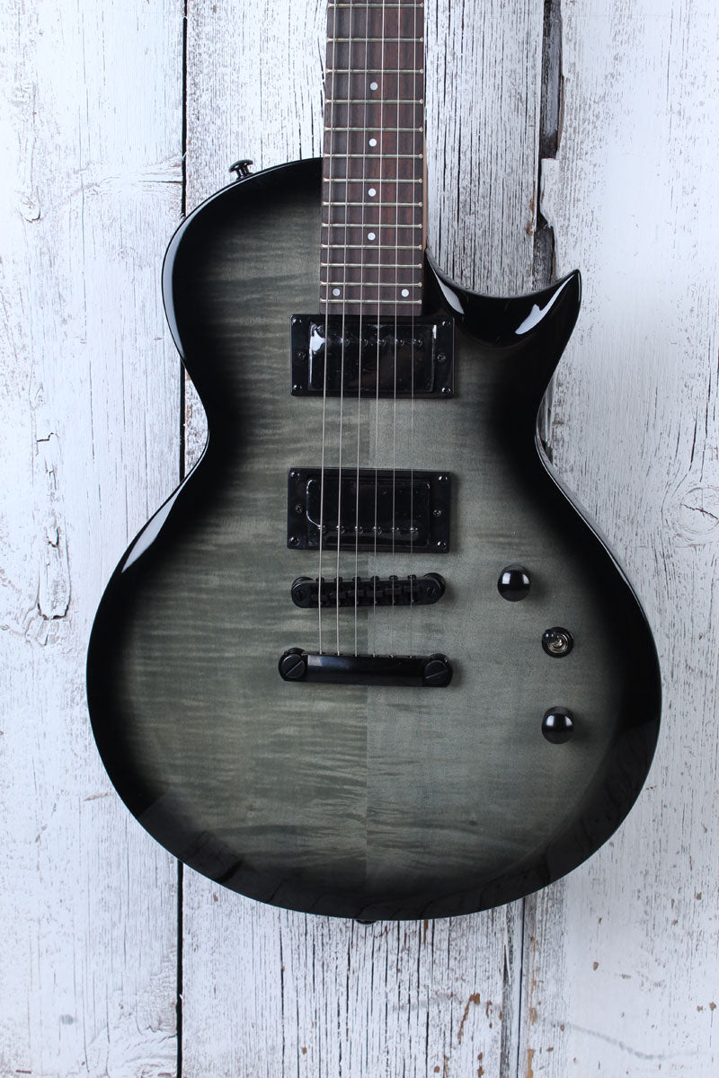 ESP LTD EC-200DX Solid Body Electric Guitar Flame Maple Top Charcoal Burst