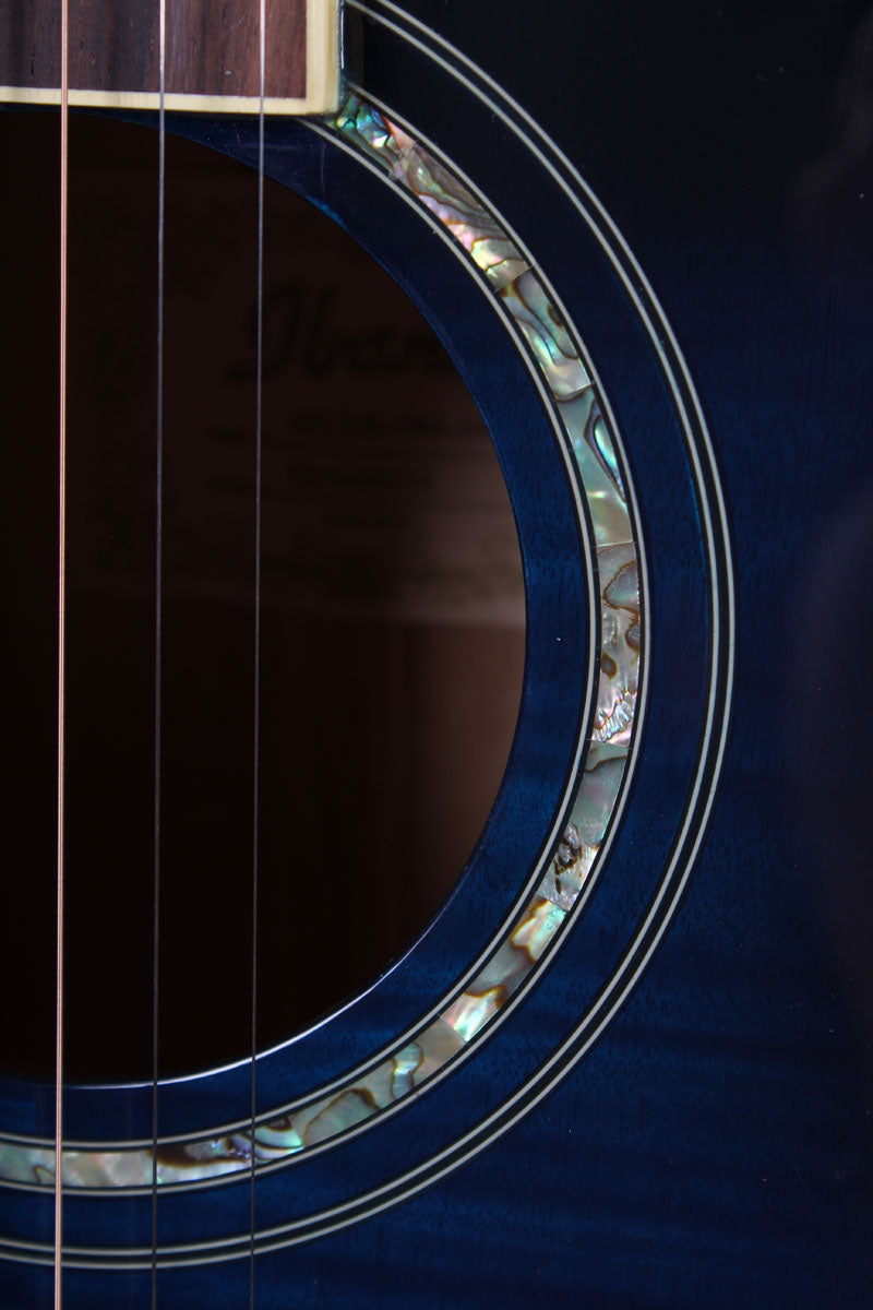 Ibanez AEL20E Acoustic Electric Guitar Transparent Blue Sunburst with Hardshell Case