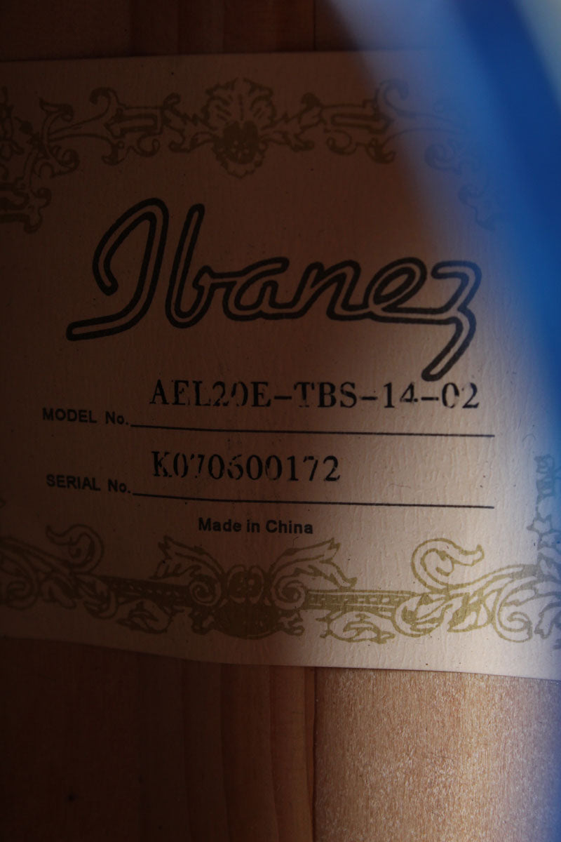 Ibanez AEL20E Acoustic Electric Guitar Transparent Blue Sunburst with Hardshell Case