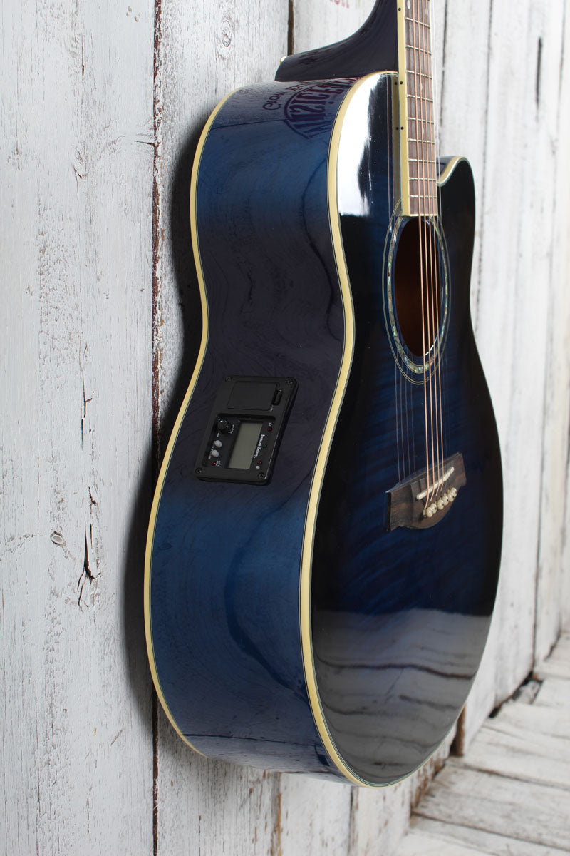 Ibanez AEL20E Acoustic Electric Guitar Transparent Blue Sunburst with Hardshell Case