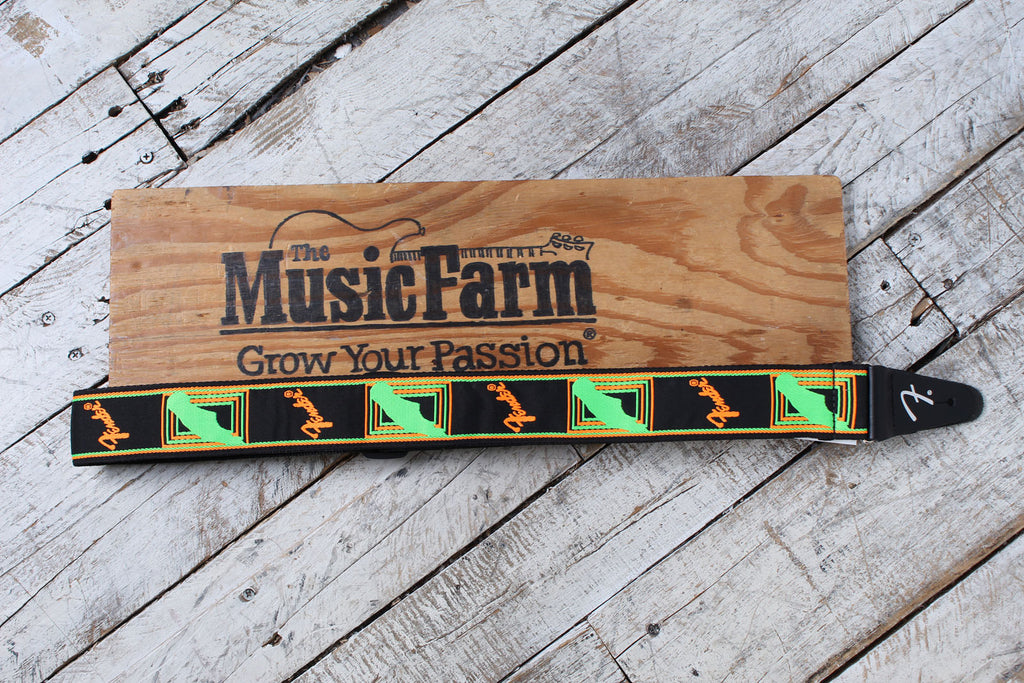 Fender Neon Monogrammed Strap 2 Inch Guitar Strap Green and Orange