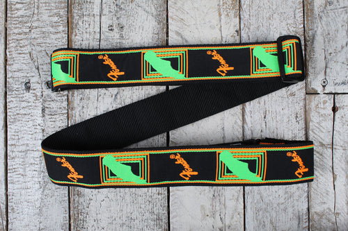 Fender Neon Monogrammed Strap 2 Inch Guitar Strap Green and Orange