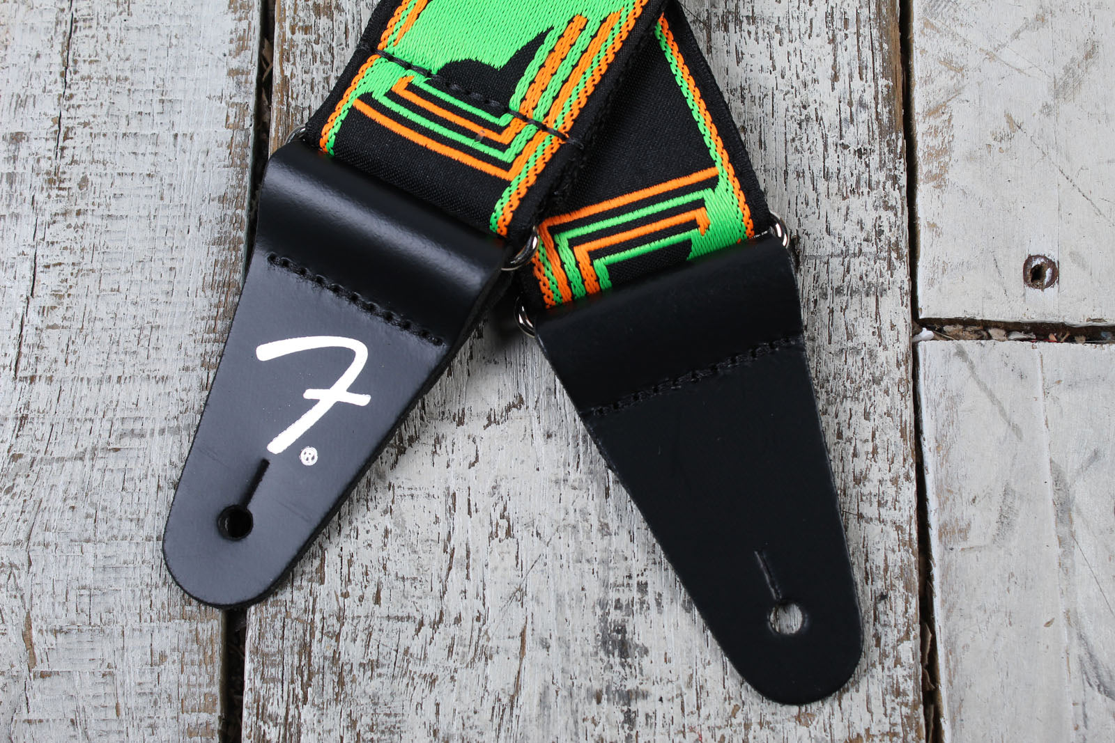 Fender Neon Monogrammed Strap 2 Inch Guitar Strap Green and Orange