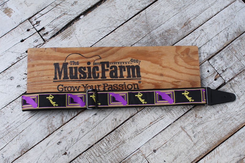 Fender Neon Monogrammed Strap 2 Inch Guitar Strap Purple and Yellow
