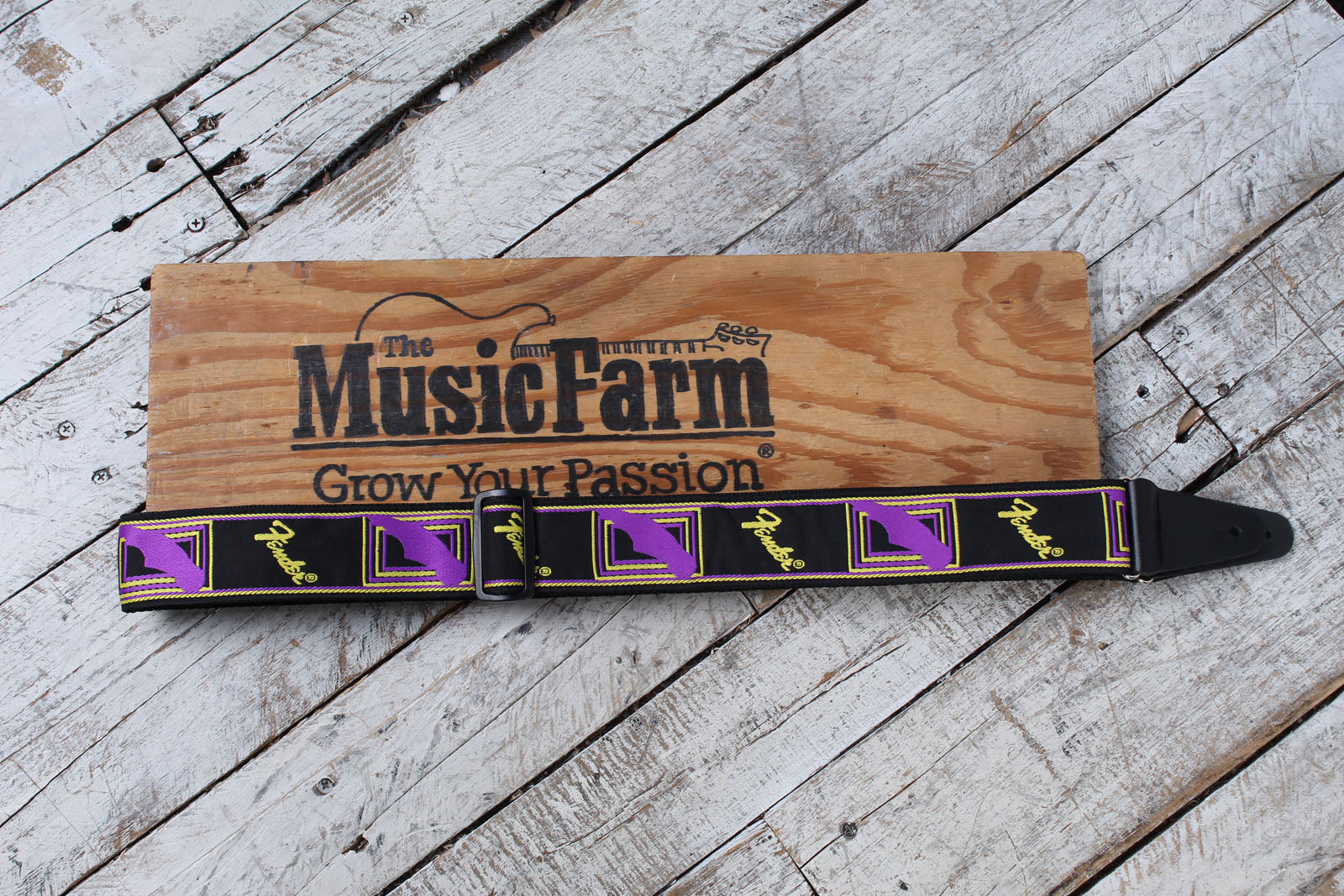 Fender Neon Monogrammed Strap 2 Inch Guitar Strap Purple and Yellow