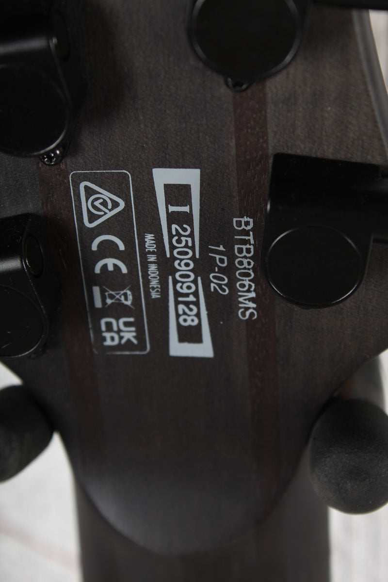 Ibanez BTB806MS Multi Scale 6 String Electric Bass Guitar Trans Gray Flat w Case