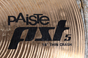 Paiste PST5 18 Inch Thin Crash Cymbal 18" Thin Crash Drum Cymbal