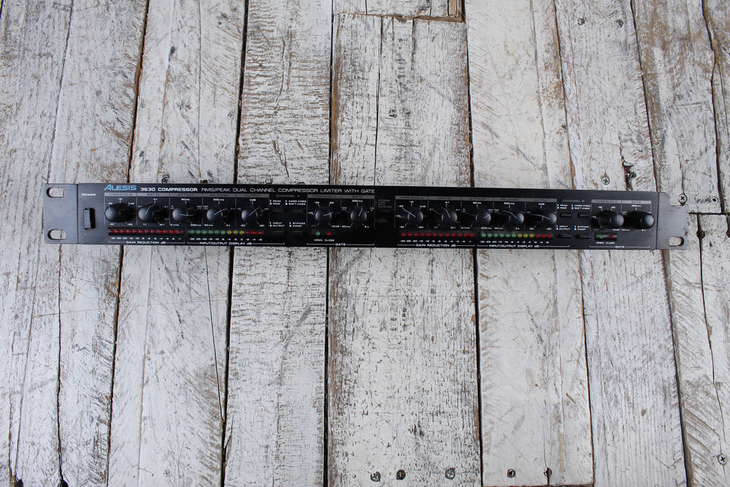 Alesis 3630 Dual Channel Audio Compressor Limiter RMS and Gate with Noise Gate