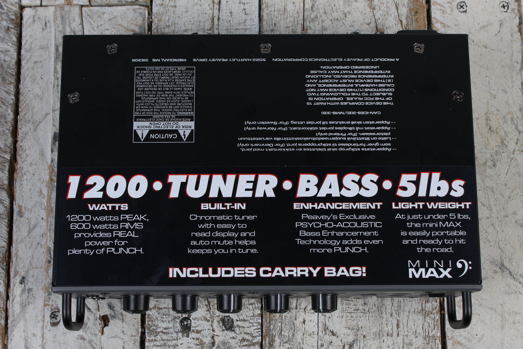Peavey Mini Max 600 Electric Bass Guitar Amplifier Head 600 Watt Amp