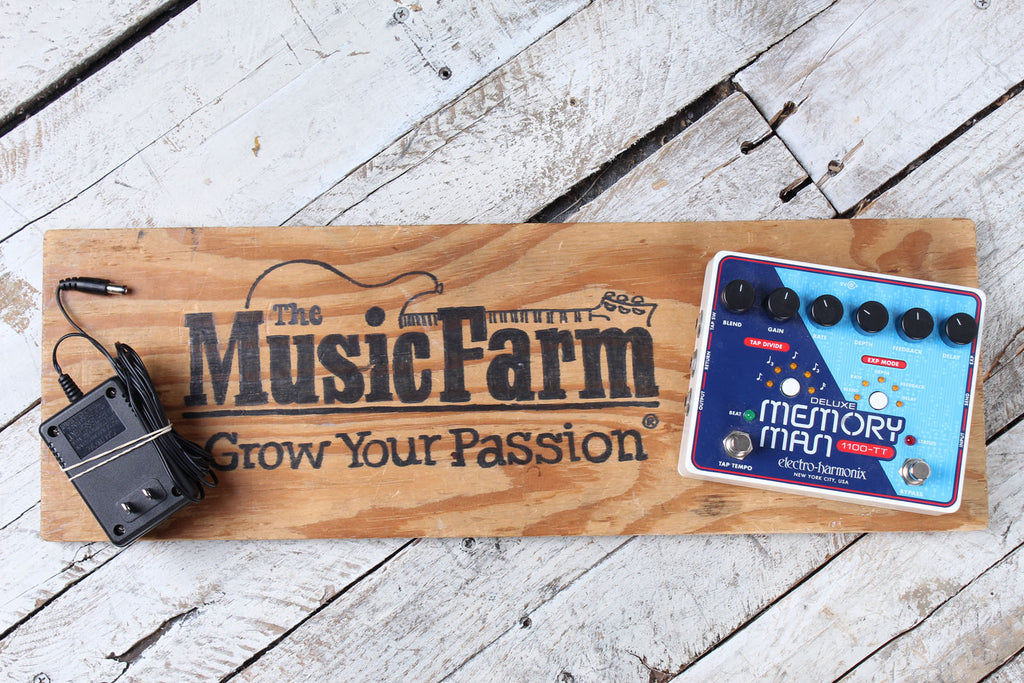 Electro-Harmonix Deluxe Memory Man 1100-TT Delay Pedal Electric Guitar Effects Pedal with Power Supply