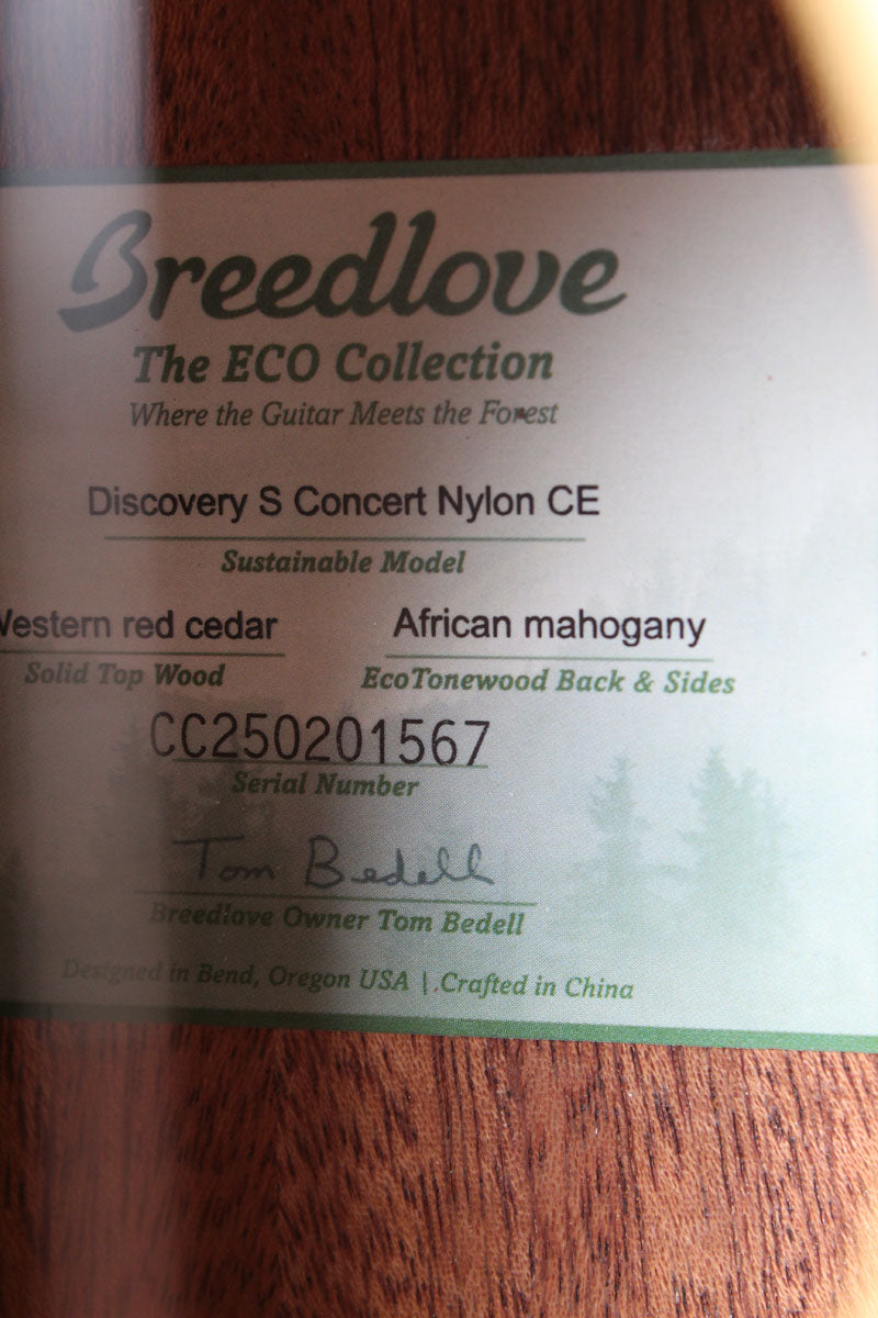 Breedlove ECO Discovery S Concert Nylon CE Acoustic Electric Nylon String Guitar