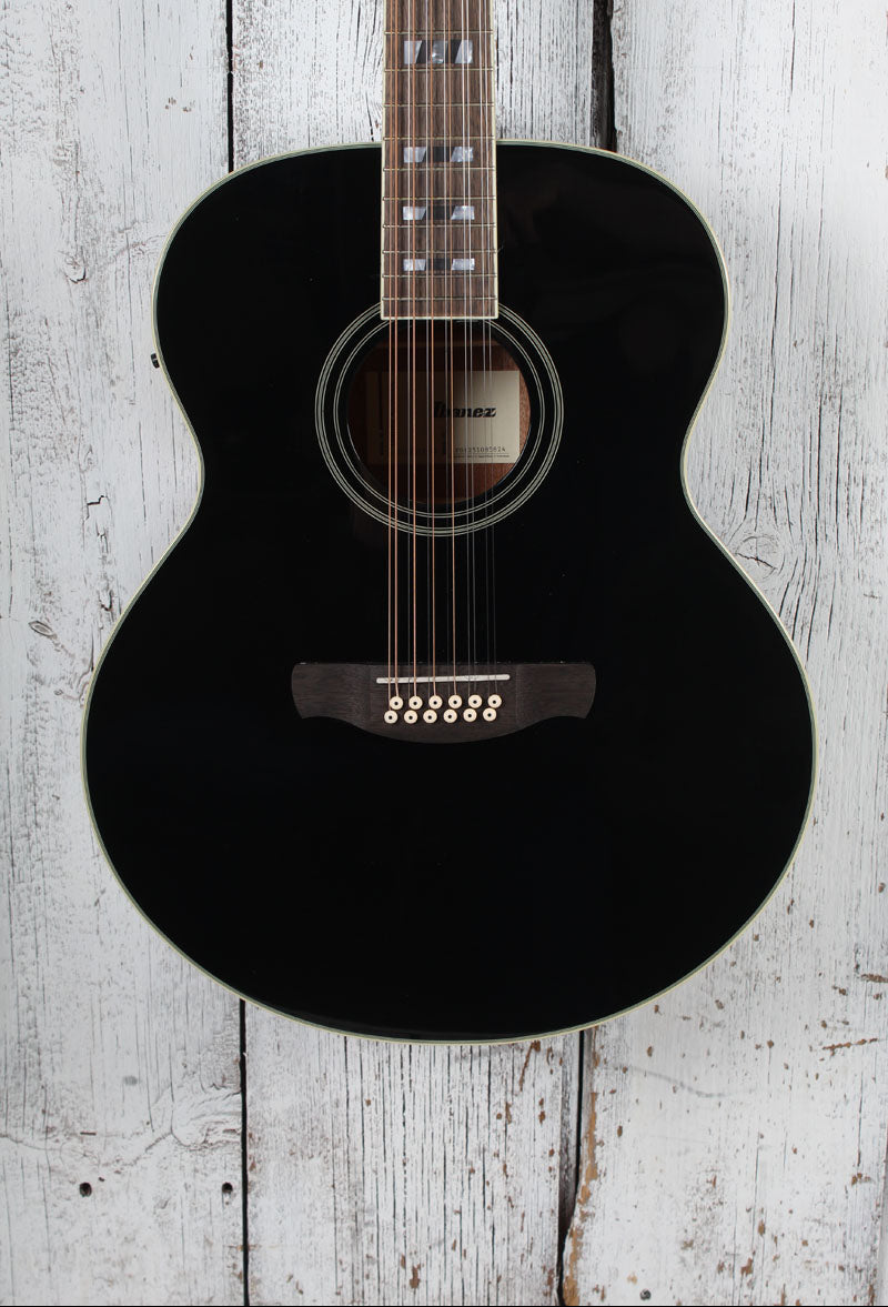 Ibanez AJ7012M1E Jumbo 12 String Acoustic Electric Guitar Black High Gloss