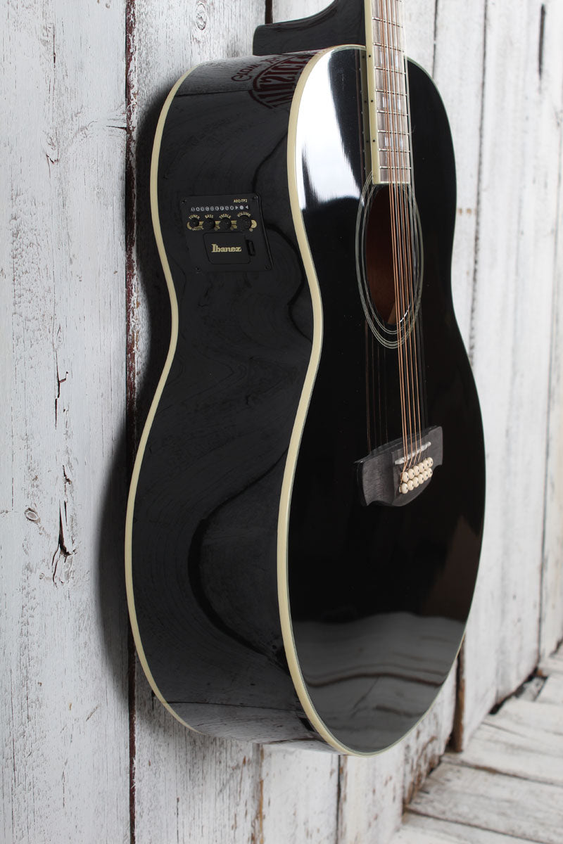Ibanez AJ7012M1E Jumbo 12 String Acoustic Electric Guitar Black High Gloss
