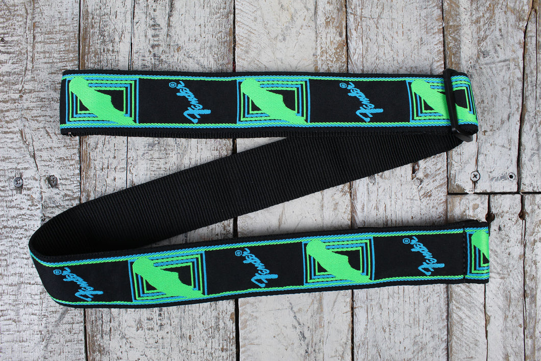 Fender Neon Monogrammed Strap 2 Inch Guitar Strap Blue and Green