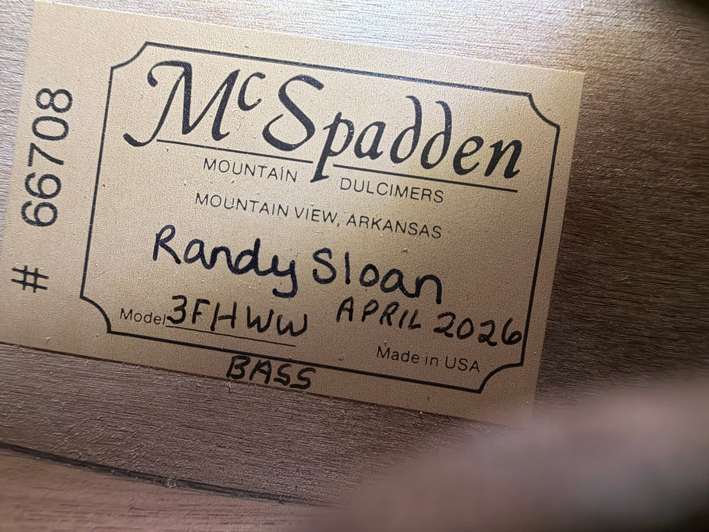 McSpadden 3 String Bass Dulcimer Flathead Hourglass Bass Dulcimer with Gig Bag
