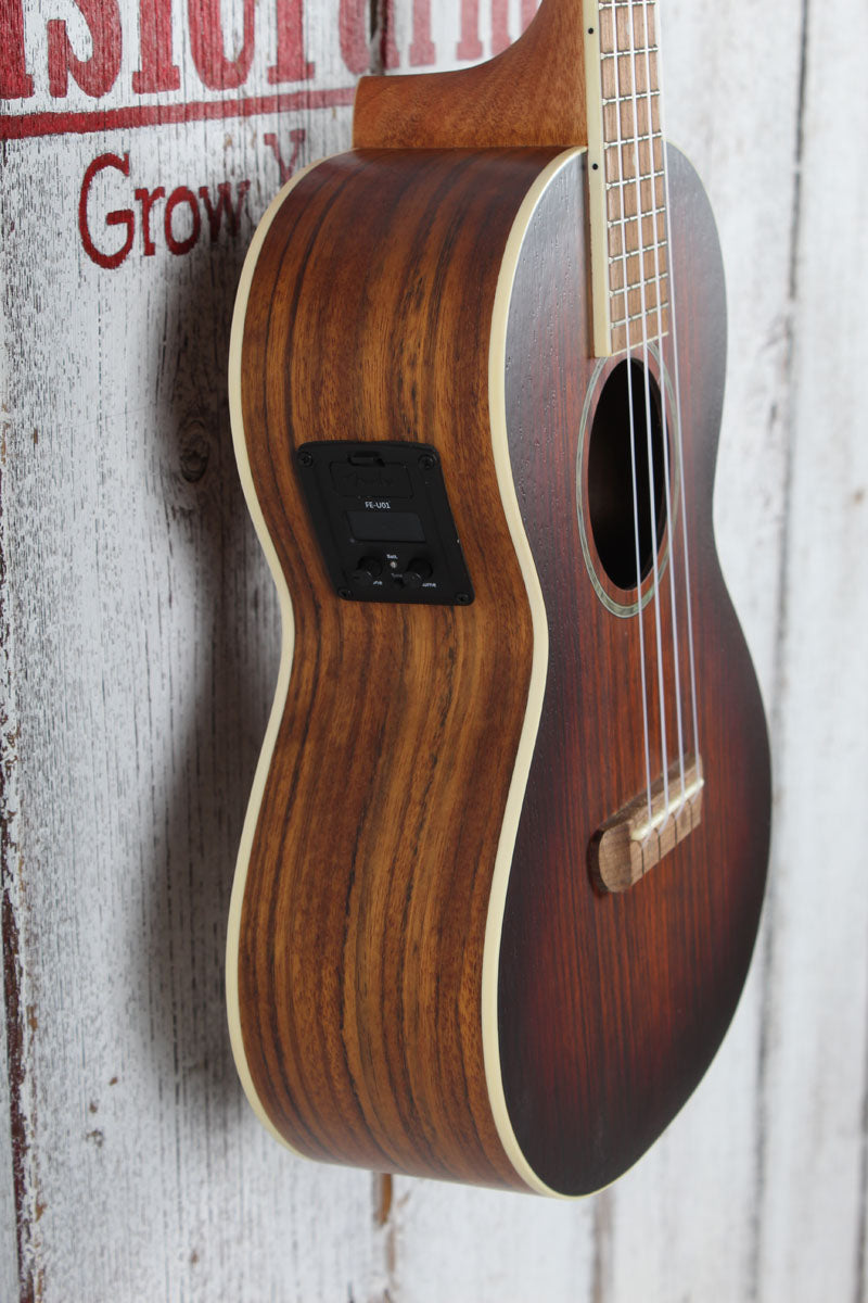 Fender Rincon Tenor Acoustic Electric Ukulele Aged Cognac Burst with Gig Bag