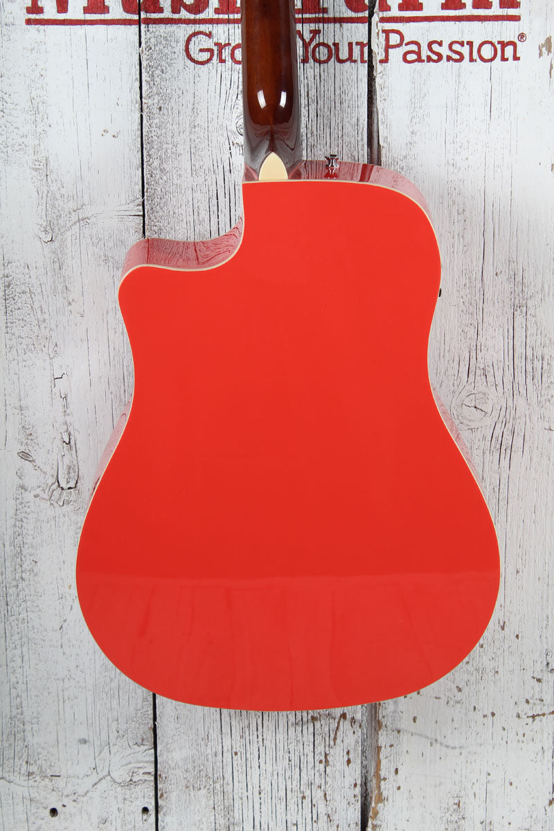 Fender California Standard Redondo CE Acoustic Guitar Spruce Top Fiesta Red