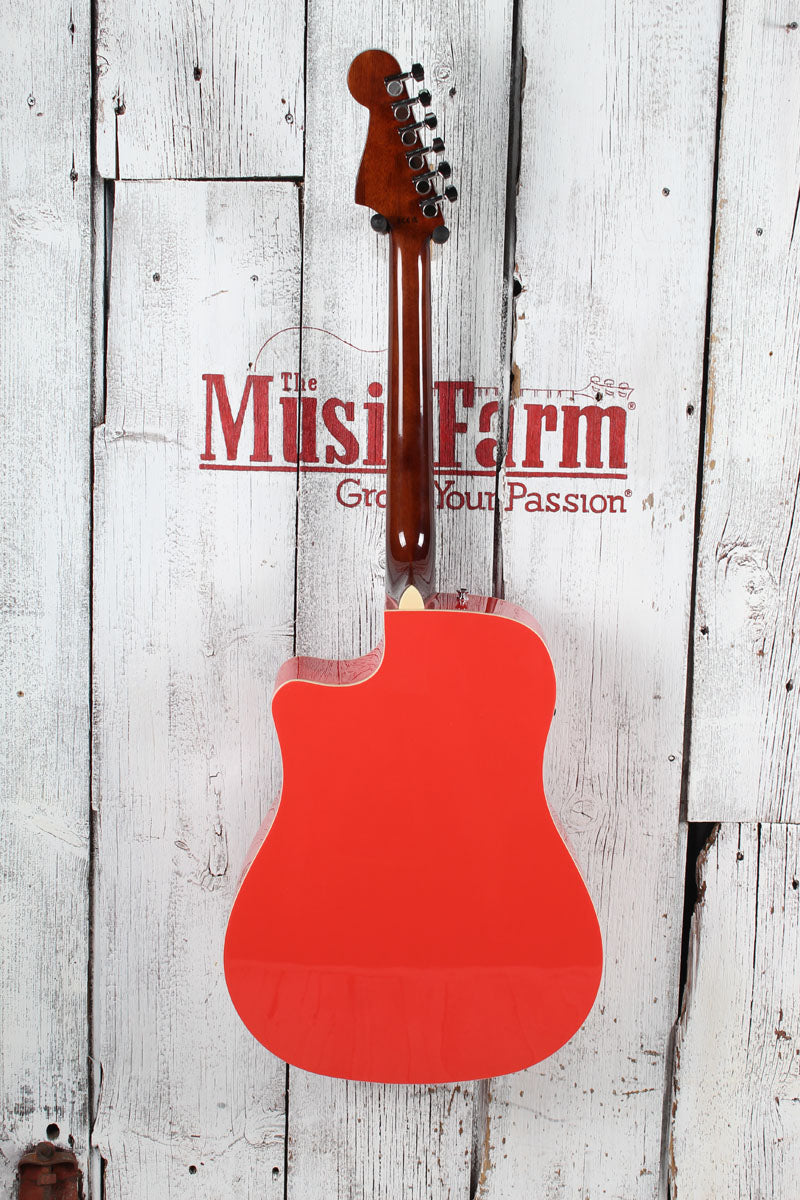 Fender California Standard Redondo CE Acoustic Guitar Spruce Top Fiesta Red