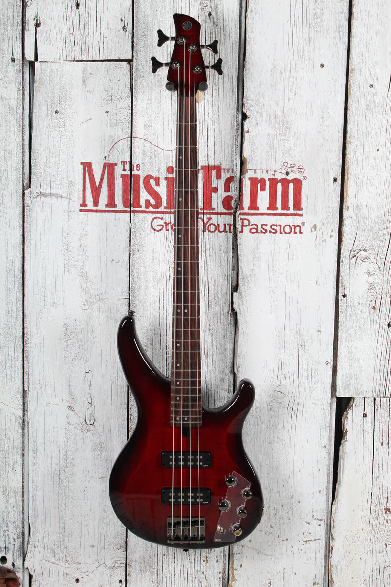 Yamaha TRBX604FM 4 String Electric Bass Guitar Flame Maple Top Dark Red Burst Secondary image