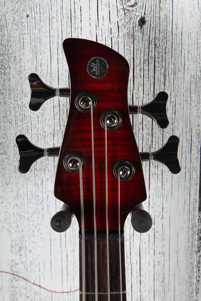 Yamaha TRBX604FM 4 String Electric Bass Guitar Flame Maple Top Dark Red Burst