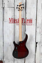 Yamaha TRBX604FM 4 String Electric Bass Guitar Flame Maple Top Dark Red Burst