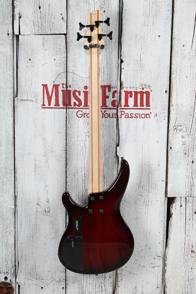 Yamaha TRBX604FM 4 String Electric Bass Guitar Flame Maple Top Dark Red Burst