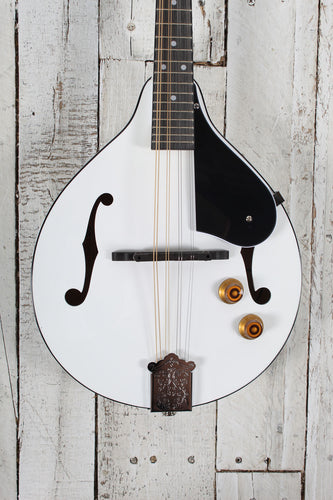Oscar Schmidt OM10E Acoustic Electric A Style Mandolin White Finish