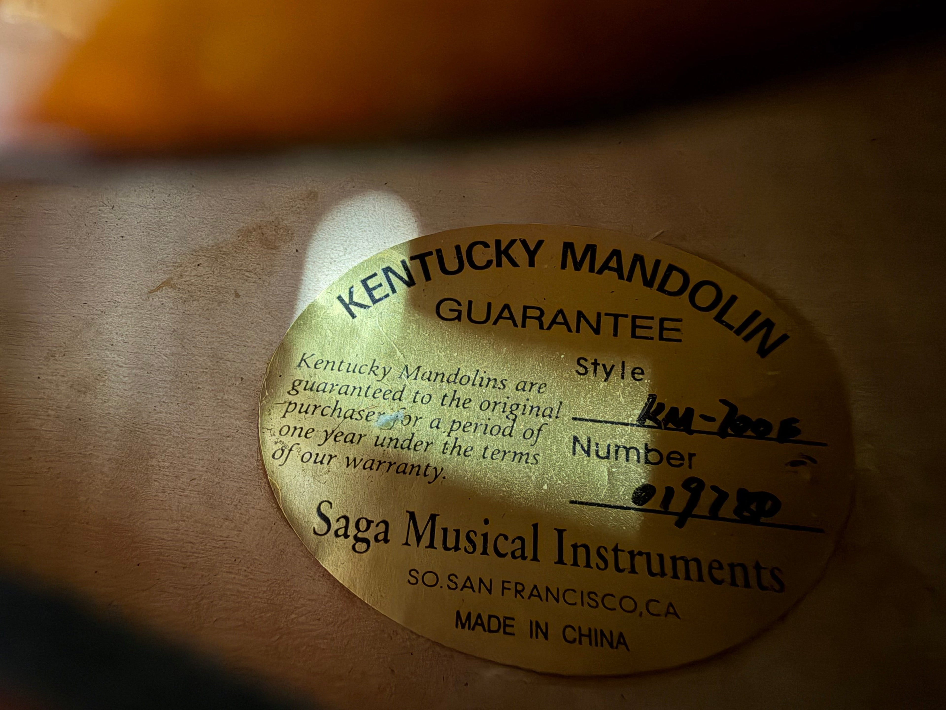 Kentucky KM-700F Mandolin F Style Mandolin Sunburst with Hardshell Case
