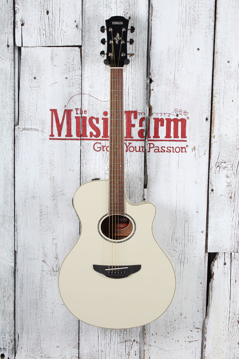 Yamaha APX600 Thinline Cutaway Acoustic Electric Guitar Vintage White Finish Secondary image