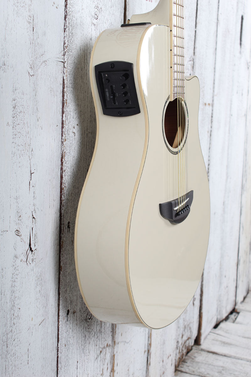 Yamaha APX600 Thinline Cutaway Acoustic Electric Guitar Vintage White Finish