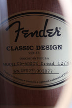 Load image into Gallery viewer, Fender CD-60SCE 12 String Dreadnought Acoustic Electric Guitar Solid Spruce Top
