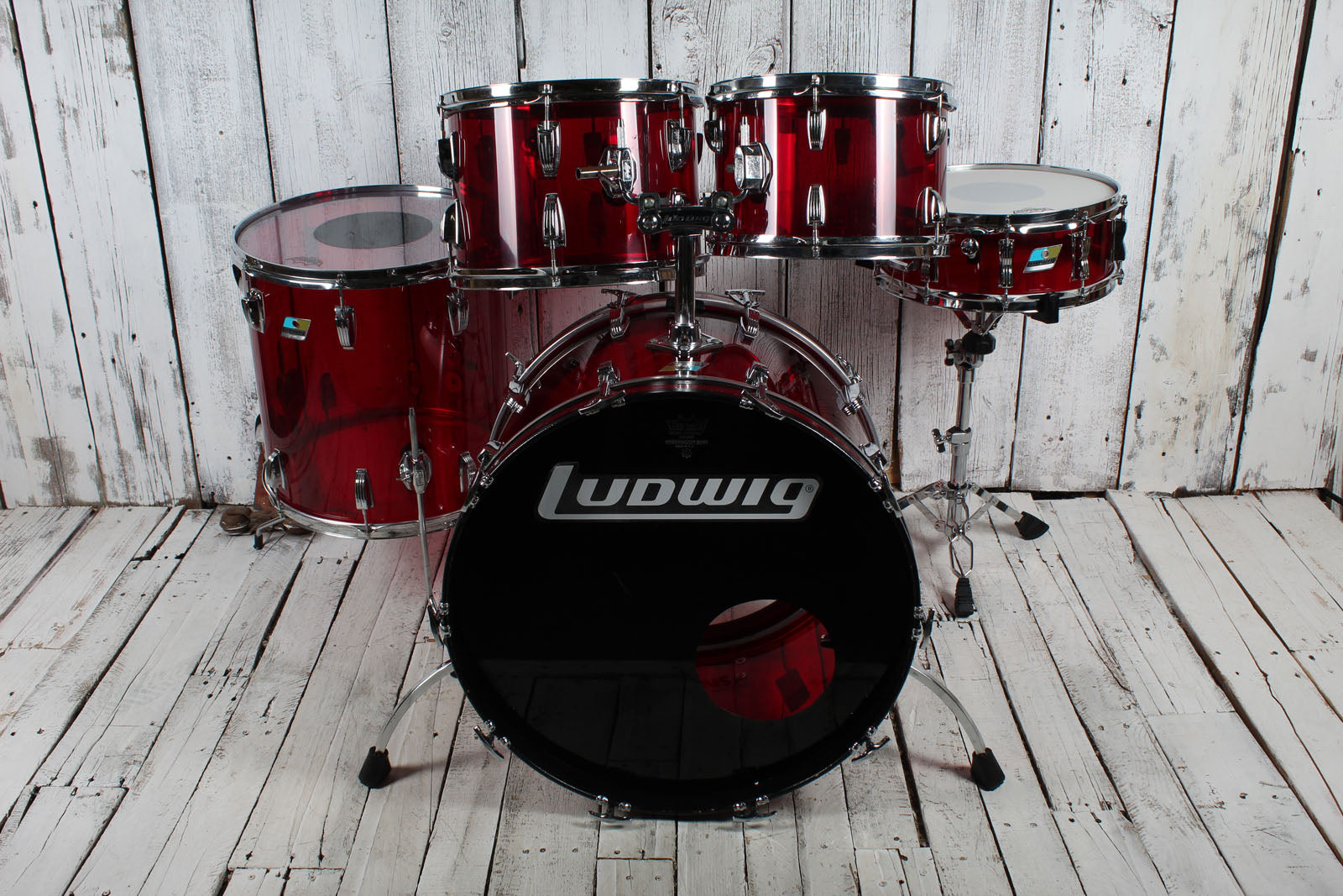 Ludwig Vintage 1970s Vistalite 5 Piece Drum Kit Red Vistalite Acrylic Drum Set