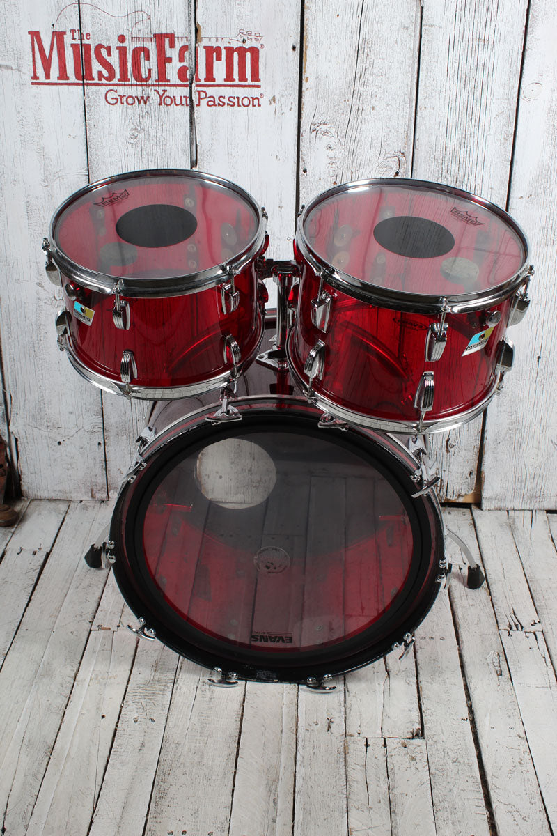 Ludwig Vintage 1970s Vistalite 5 Piece Drum Kit Red Vistalite Acrylic Drum Set