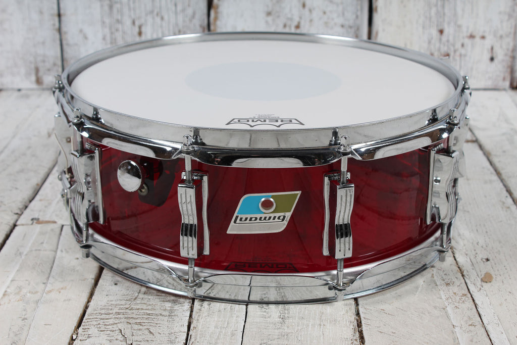 Ludwig Vintage 1970s Vistalite 5 Piece Drum Kit Red Vistalite Acrylic Drum Set