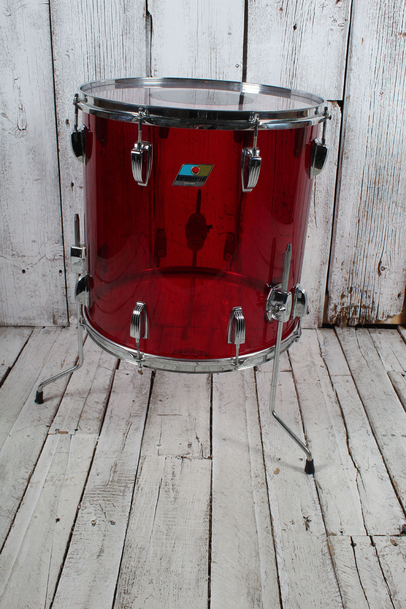 Ludwig Vintage 1970s Vistalite 5 Piece Drum Kit Red Vistalite Acrylic Drum Set