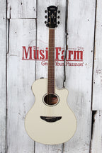 Yamaha APX600 Thinline Cutaway Acoustic Electric Guitar Vintage White Finish