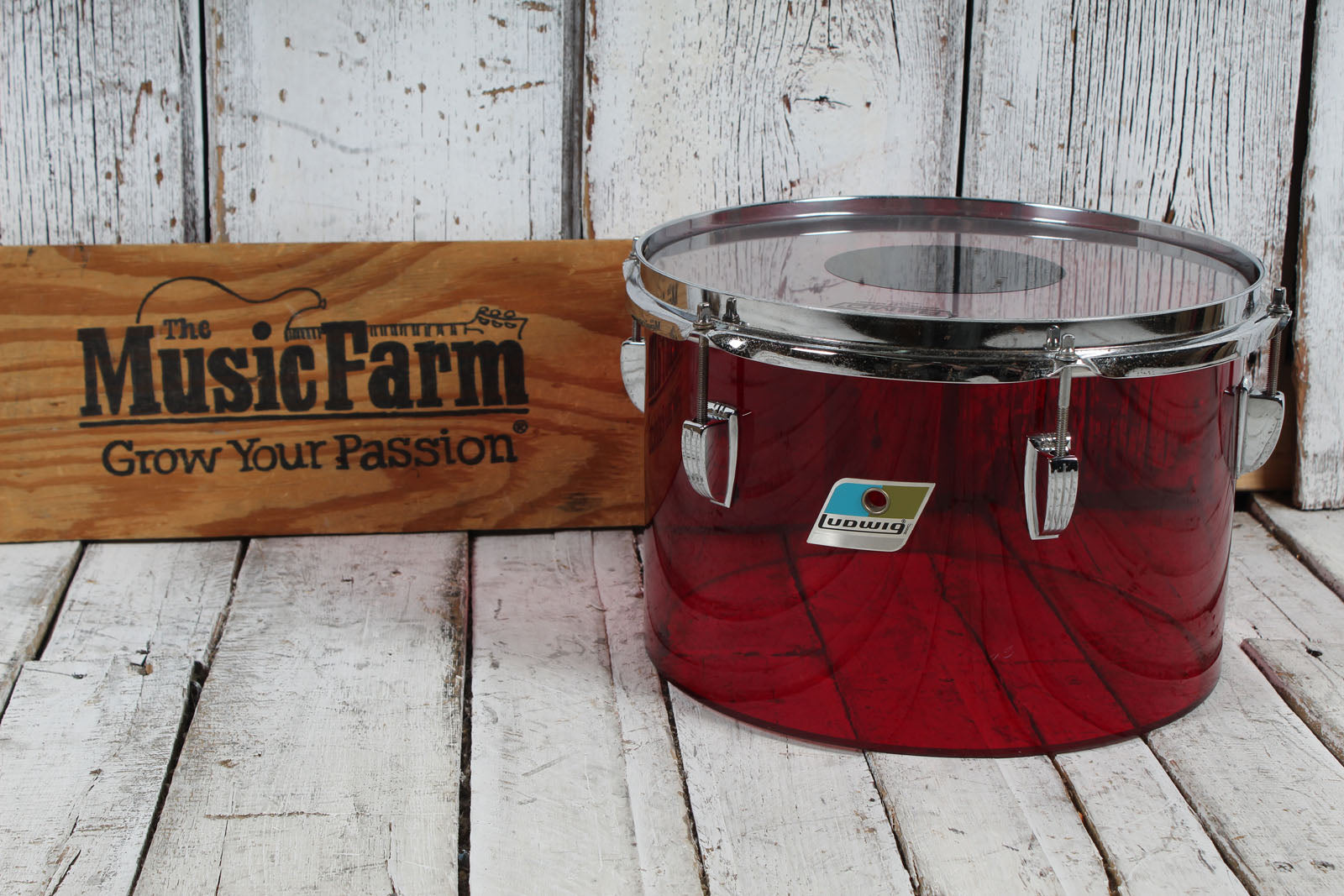 Ludwig Vintage 1970s Vistalite Tom Drum Red Vistalite Acrylic 12 Inch Tom Drum