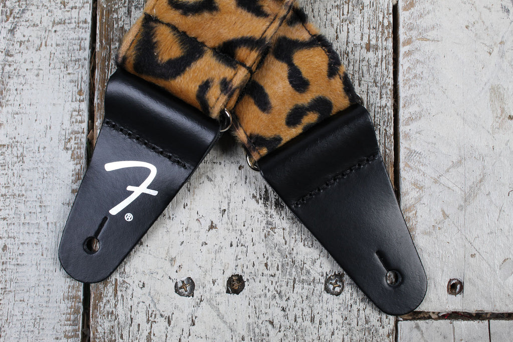 Fender Joe Strummer Guitar Strap Faux Leopard Print Animal Fur