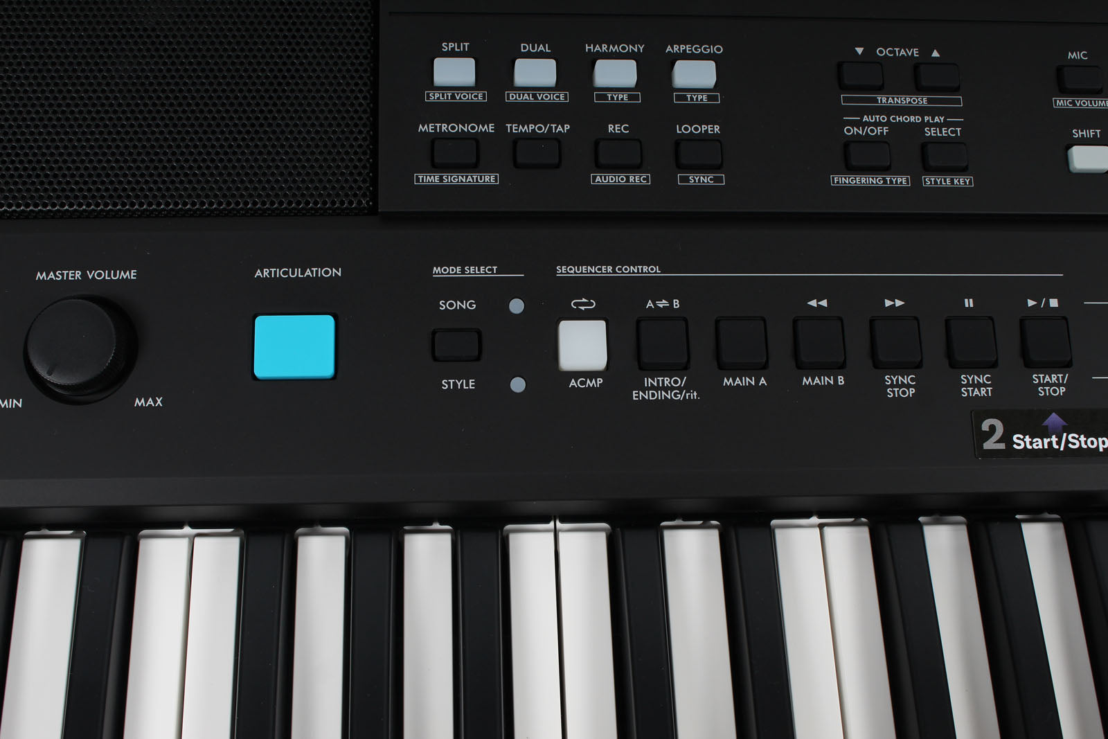 Yamaha PSR-E483 61 Key Portable Keyboard with Power Supply and Music Rest